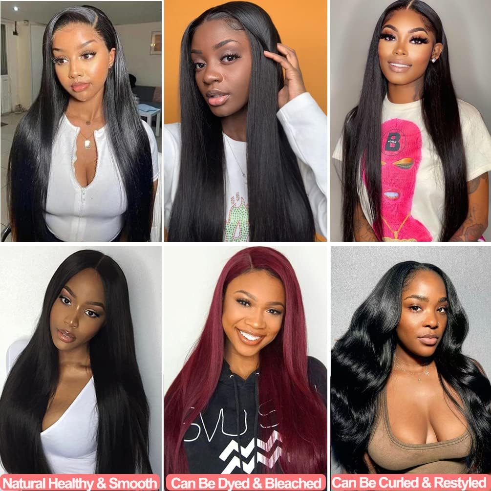 Straight Bundles Human Hair 22 24 26 Inch 3 Bundles 100% Unprocessed Brazilian Virgin Human Hair Straight Weave Bundles Natural Color