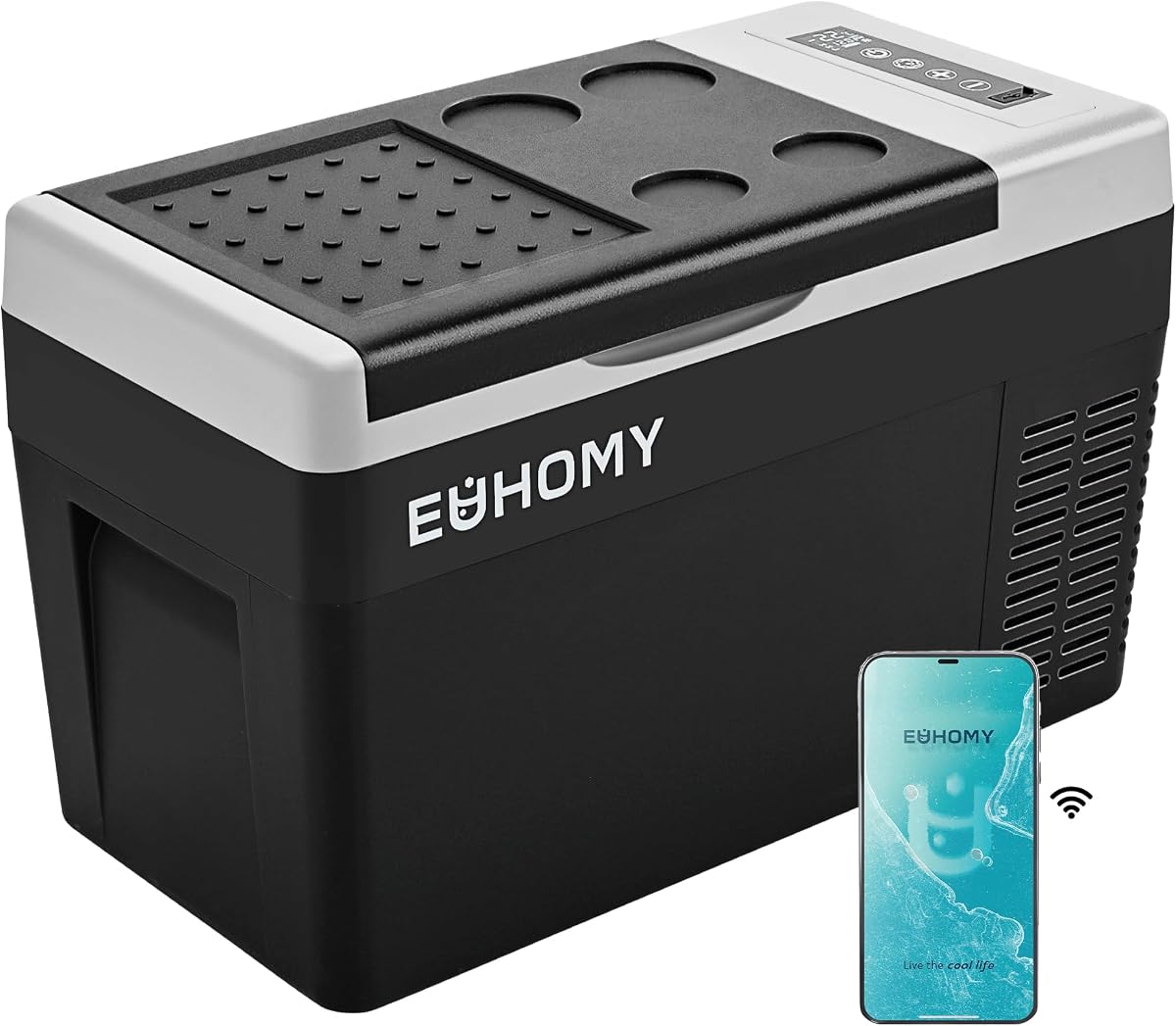 Refrigerador eléctrico de 26 cuartos de galón de 12 voltios, refrigerador eléctrico de -4 ℉ ~ 68 ℉ para automóvil | No se necesita hielo, 12 V y 100-240 V, refrigeración por compresor, modos ECO/MAX, protección de batería de 3 niveles, uso en camión/viajes/hogar, bajo nivel de ruido