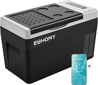 EUHOMY 12 Volt Refrigerator, 26QT(25L) Compressor Electric Cooler APP Control, Car Fridge -4℉~68℉, Portable Refrigerator 12/24V DC 110-240V AC, Portable Freezer for Camping, Travel, Boat