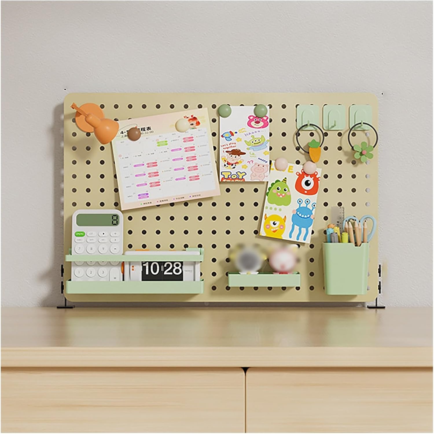 Pegboard Wall Storage Shelf,Desk Extender Pegboard,Pegboard Panels Kit,Pegboard Combination Table Shelf,Desktop Pegboard Shelves,Desk Organizer Shelf for Home Office Study Room(Color:Yellow