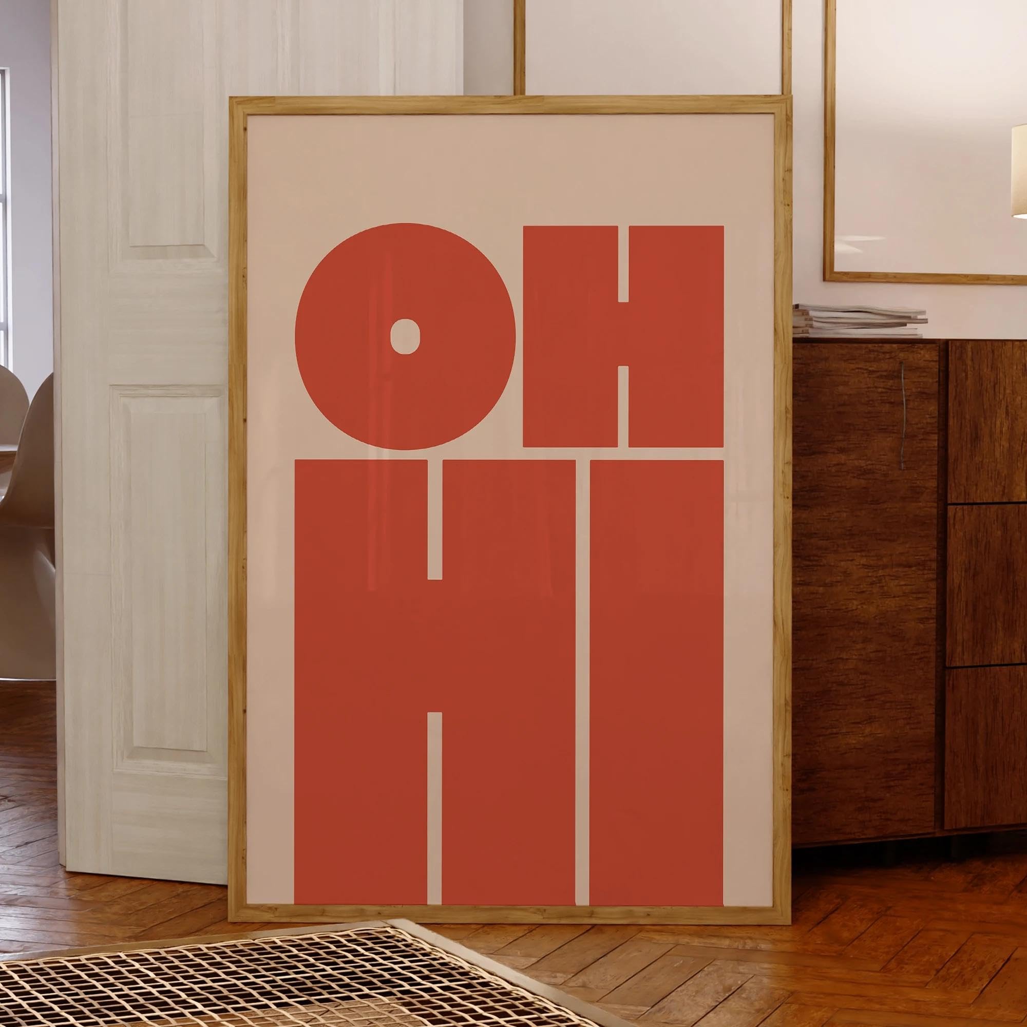 CHAOJIART Oh Hi, nowoczesny minimalistyczny powitanie druk ścienny na płótnie obraz plakat obraz do salonu, sypialni, szkoły klasy wystrój domu 60 x 90 cm bez ramki