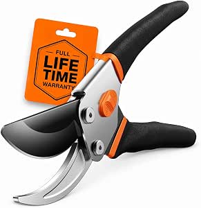 Bypass Garden Secateurs, Heavy Duty Pruning Shears with Soft Grip