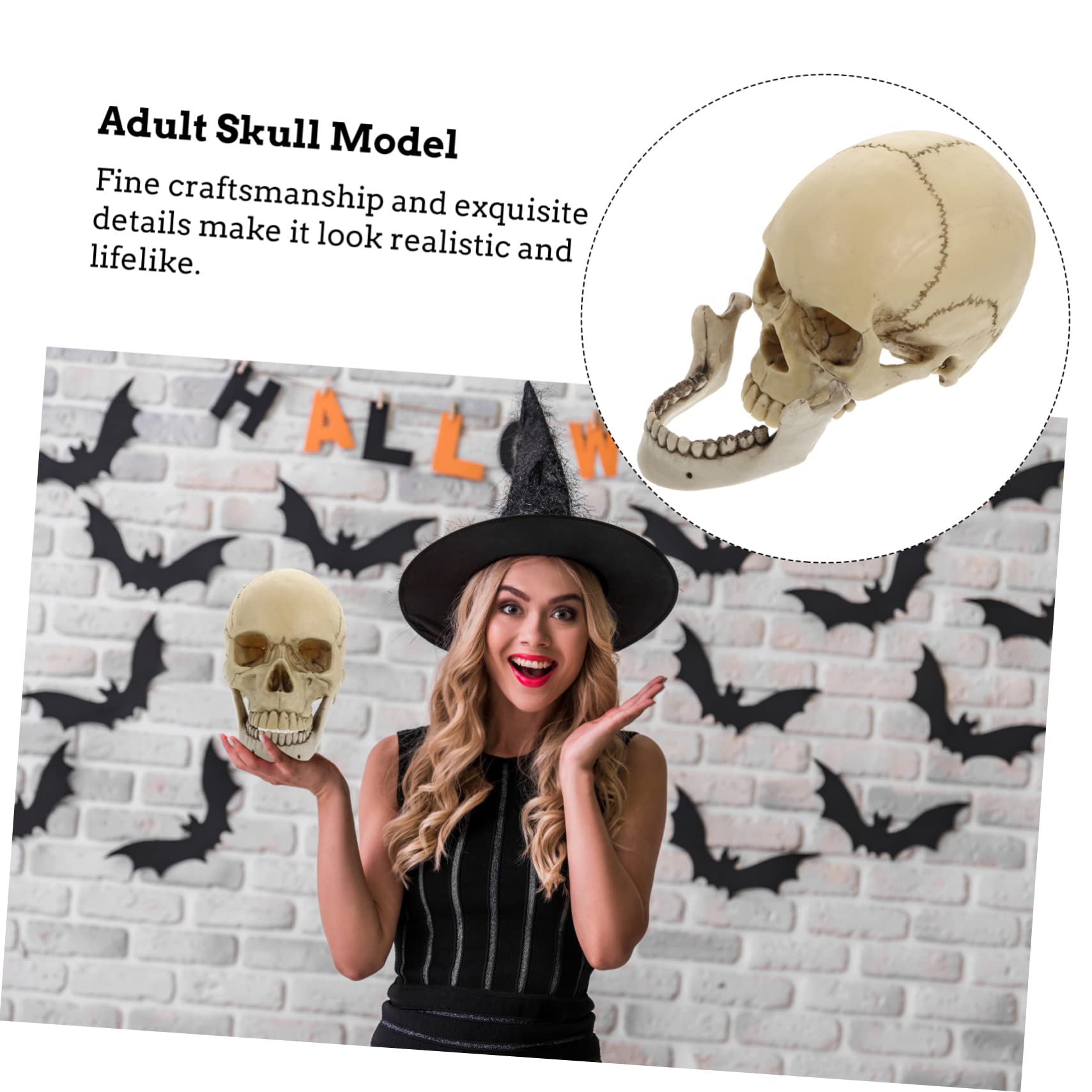 POPETPOP Simulación De Cráneo De Resina Estatua De Cráneo para Adultos Decoración De Halloween para Temáticos como Fiestas y Exhibiciones