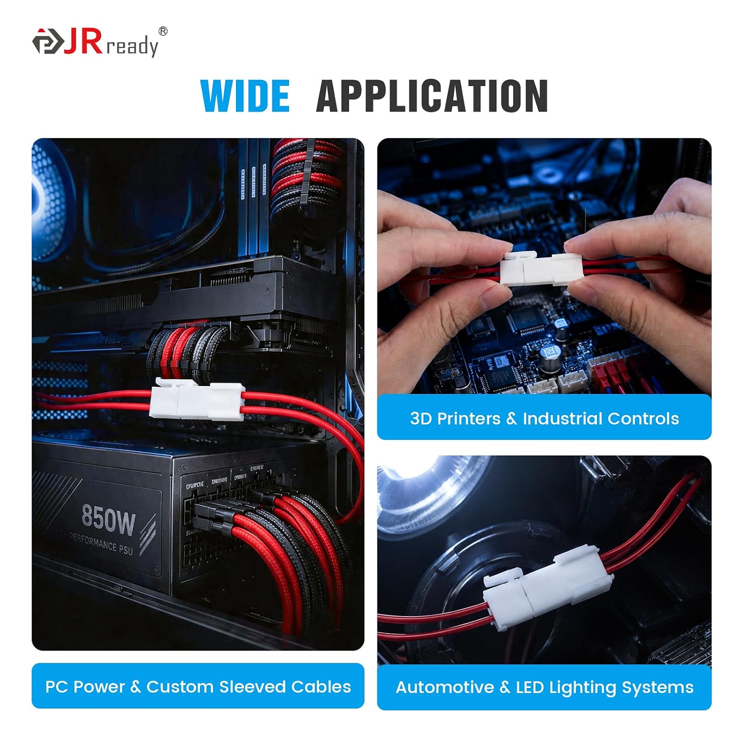 JRready Mini-Fit Jr 4.2mm Molex Connector Kit 2Pin 4Pin Dual Row 5559Series Power Housing Receptacle Plug 39-01-3029/39-01-2025/39-01-3049/39-01-2045 with Crimp Terminals 18-24AWG ACTCRH6A14