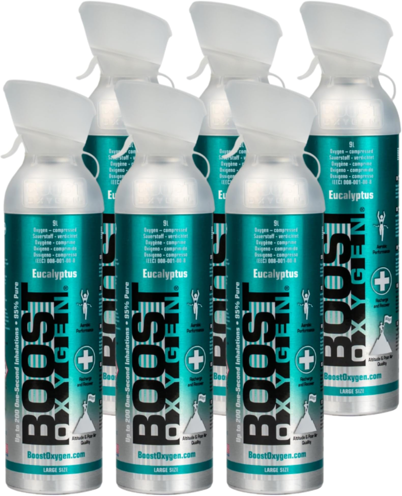 Large Breathe Menthol-Eucalyptus Aroma 10L Canister | Respiratory Support for Aerobic Recovery, Altitude, Performance & Health (6 Pack)
