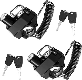 Motorcycle Helmet Lock, Aluminum Alloy Anti Theft Helmet Security Locks, Universal Tamper-Proof Helmet Locks for Motorbike Scooter Bike, Motorcycle Accessories (2PCS, Helmet Lock+Cable)