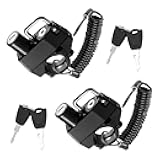 KVAEY Motorcycle Helmet Lock, Aluminum Alloy Anti Theft Helmet Security Locks, Universal Tamper-Proof Helmet Locks for Motorbike Scooter Bike, Motorcycle Accessories (2PCS, Helmet Lock+Cable)