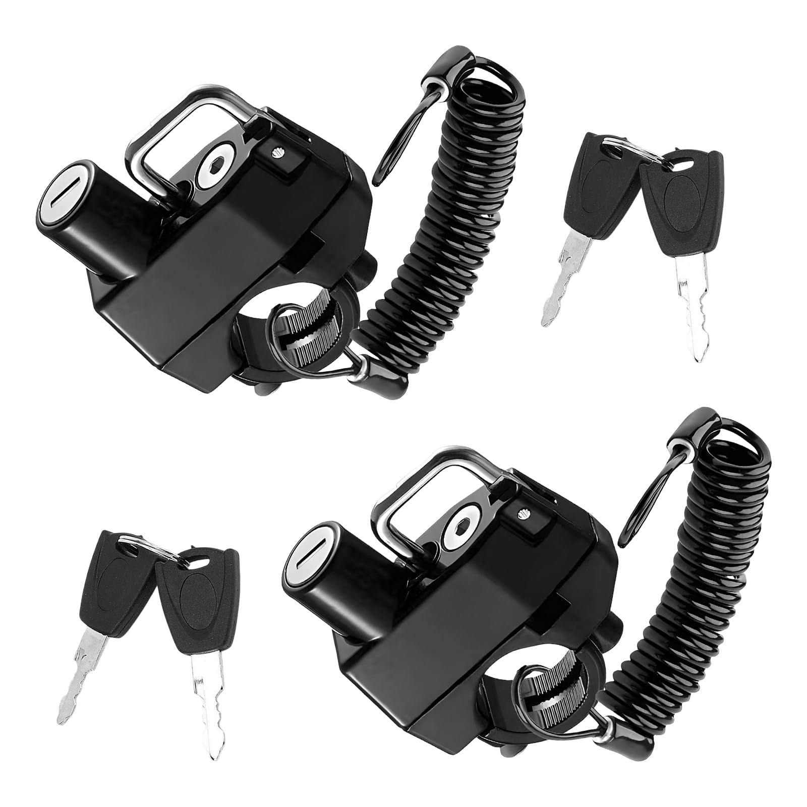 KVAEY Lot de 4 verrous et câbles de casque de moto, câble antivol multifonctionnel, antivol pour casque de moto, scooter, vélo, accessoires de moto