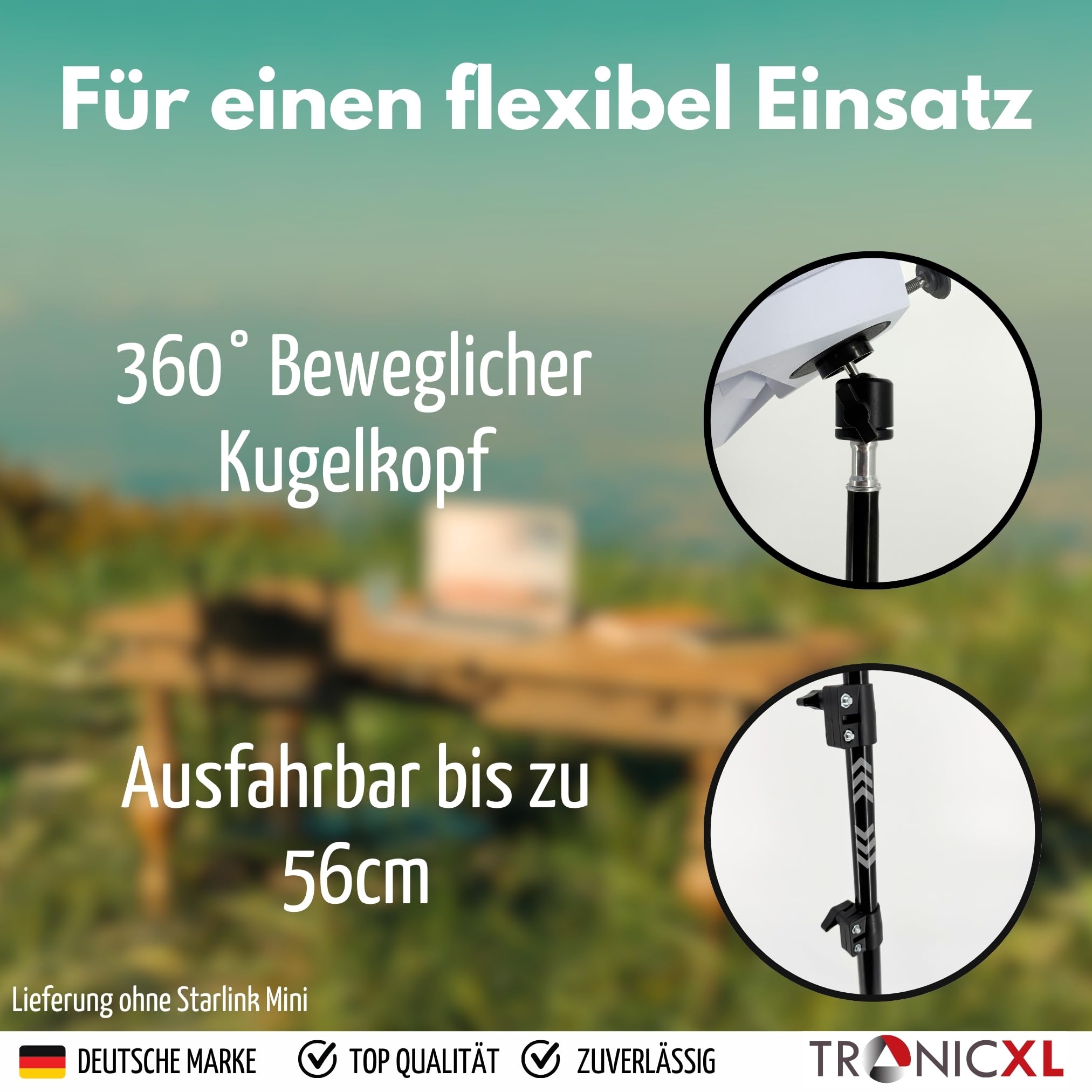TronicXL Supporto a morsetto per mini antenna Starlink, supporto per treppiede, accessorio regolabile in altezza, morsetto per scrivania, camper, roulotte, campeggio
