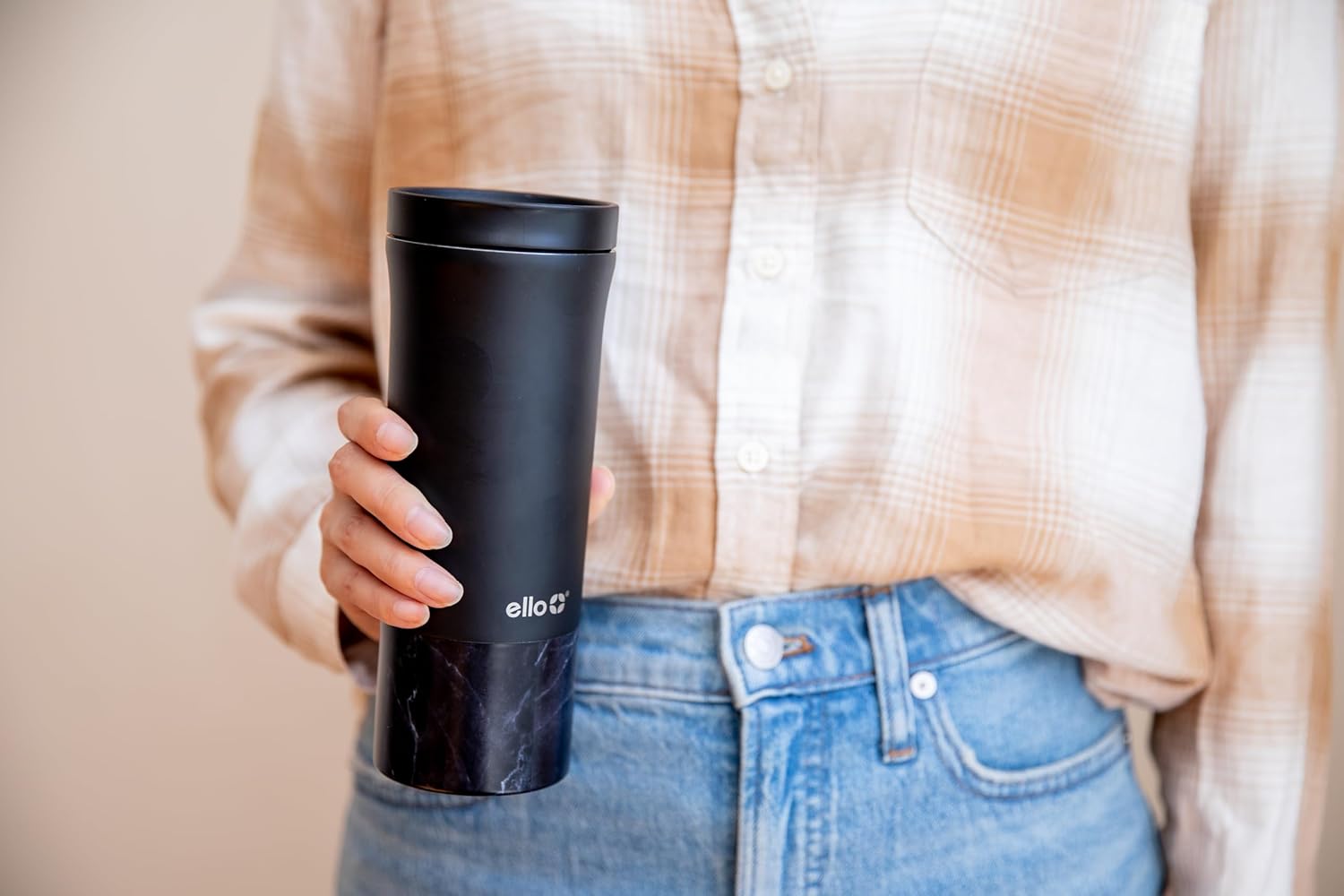 Ello Miri 16oz Vacuum Insulated Stainless Steel Travel Mug, Leak-Proof Slider Lid, Keeps Hot for 5 Hours, Perfect for Coffee or Tea, BPA-Free, Fits Most Cupholders, Holiday Gift, Black - Image 2
