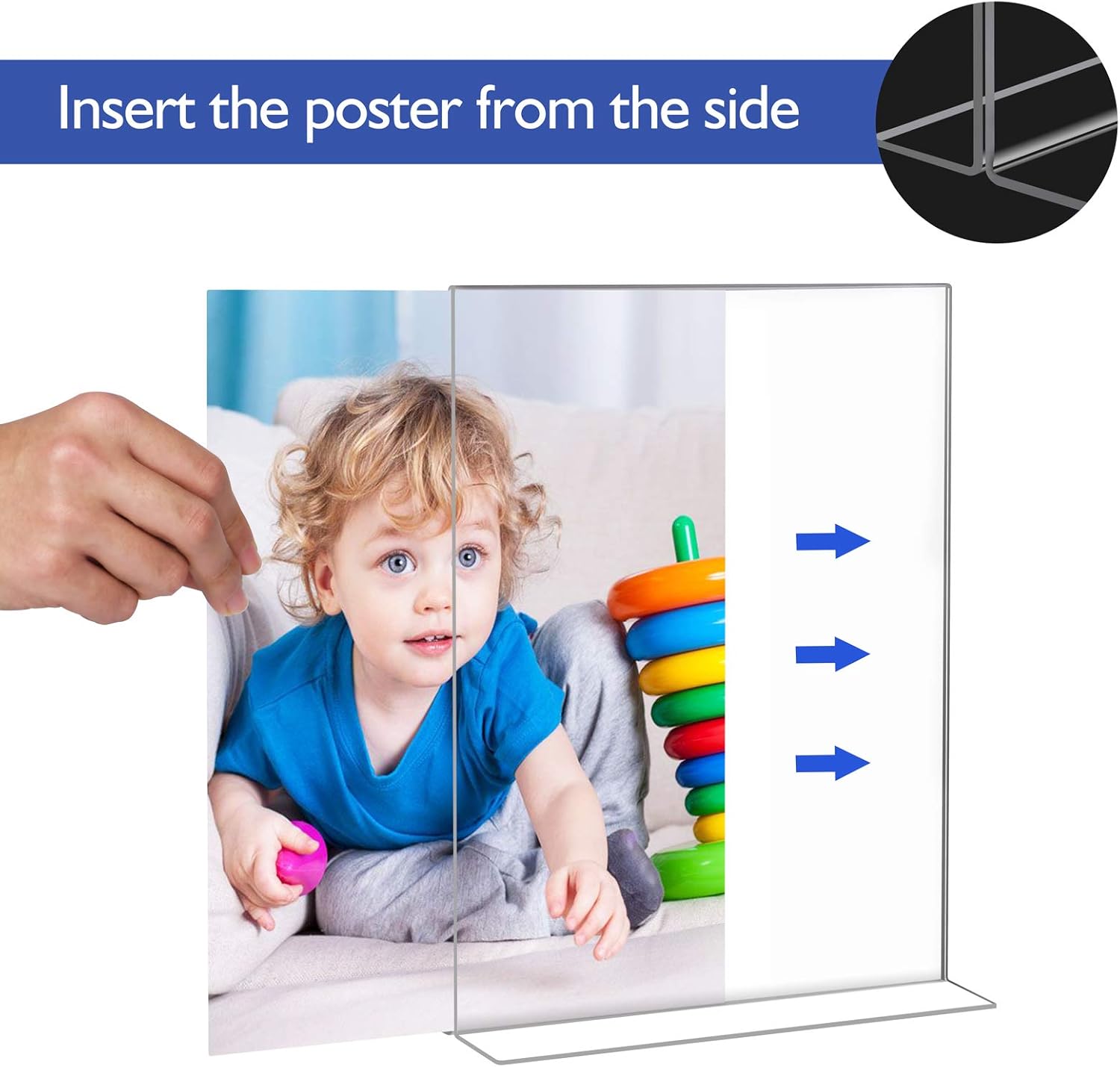 🛒 Flash Sale T-SIGN Acrylic Sign Holder 8.5 x 11 Inch T Shaped, Double-Sided Table Top Clear Display Menu Stand, Bottom Load Ad Frame, 6 Pack, 1 Acrylic Business Card Holder, Restaurants, Photo Frames, Office