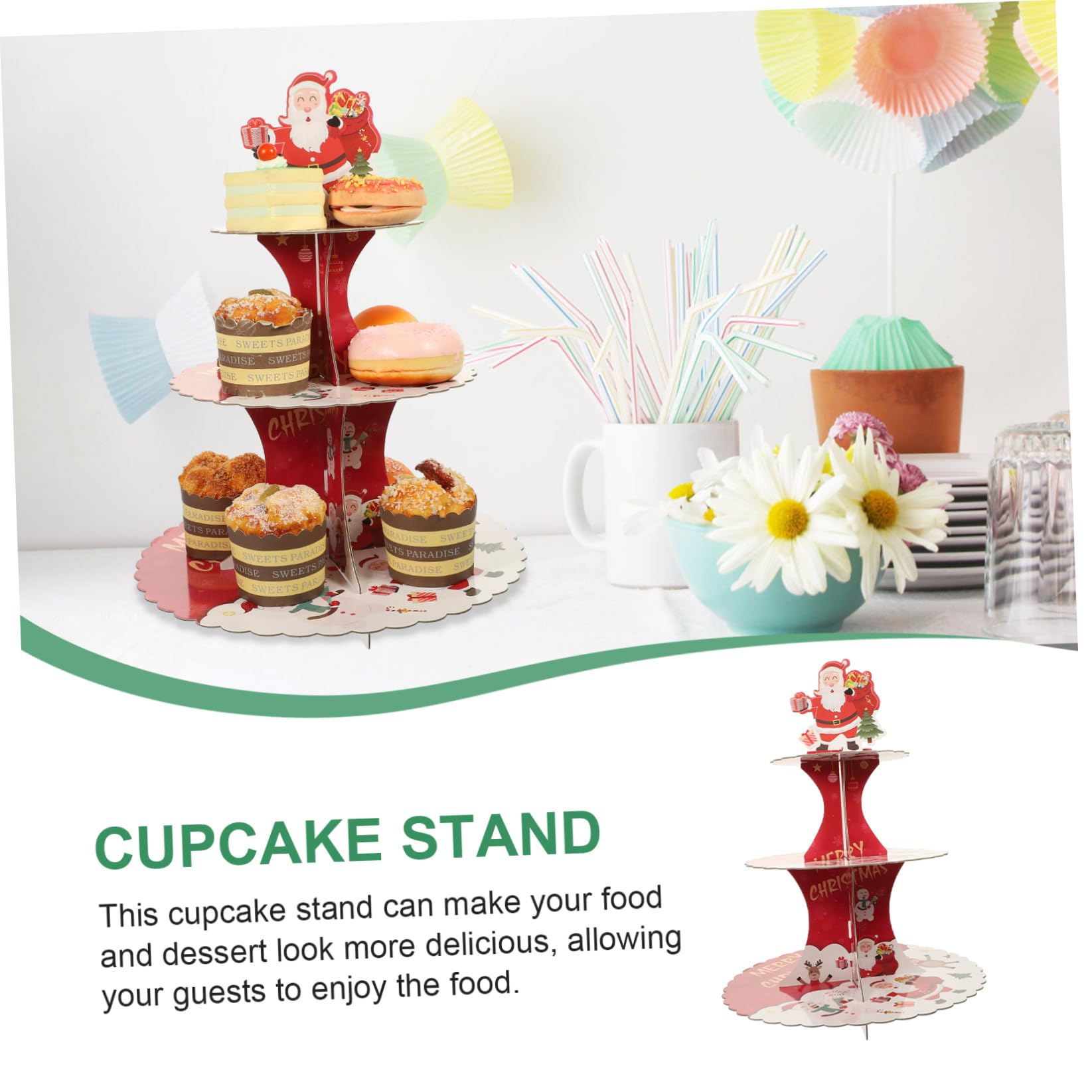 Cabilock 4 Pezzi Di Supporto Per Torta Di Natale Pirottini Trasparenti Per Cupcake Supporti Per Torte In Cartone o Per Cupcake Topper Per Di Buon Compleanno Basi Per