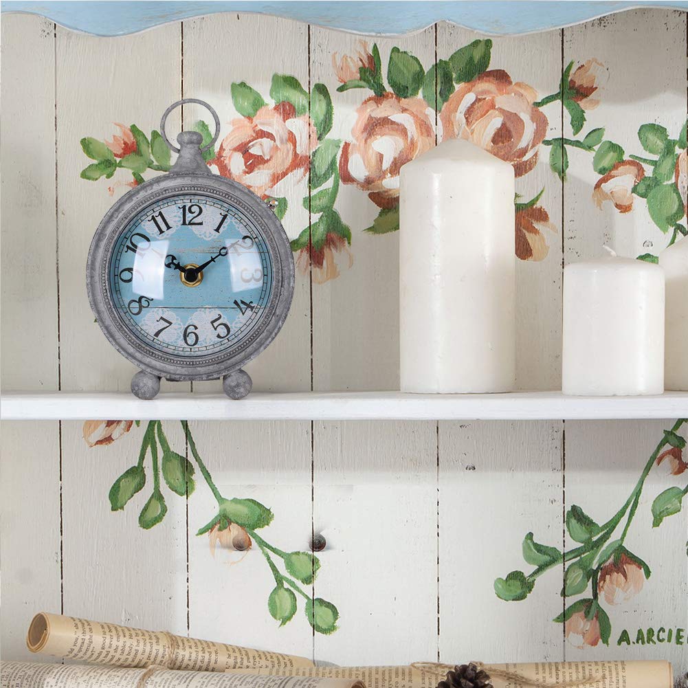 NIKKY HOME Orologio da Tavolo Vintage al Quarzo Regalo Decorazione per la Casa Camera Metallo Verde