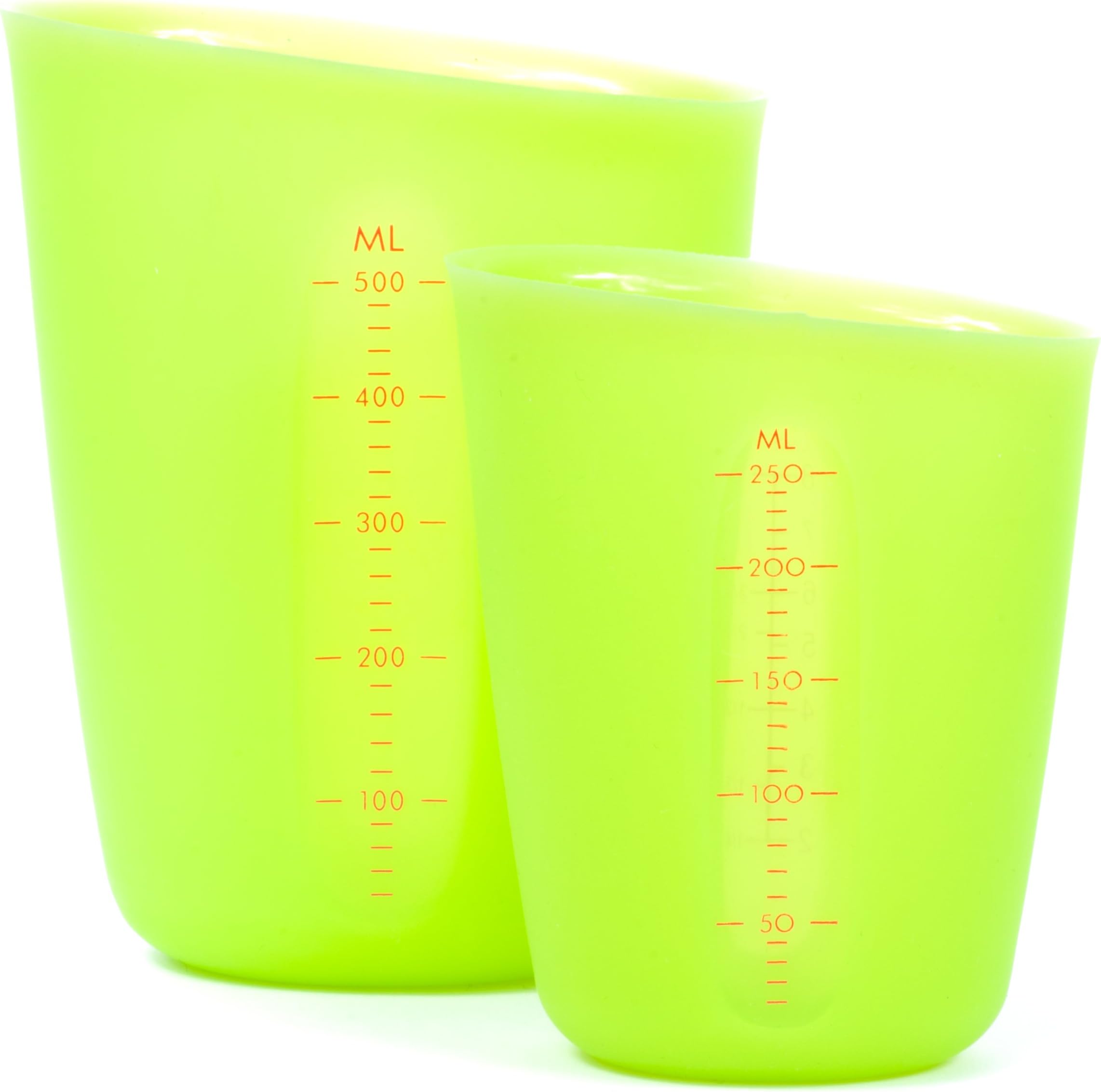Flexible Silicone Measuring Cups Set by Deeer, Mark in Cups OZ and ML, Pack of 2 (Green)