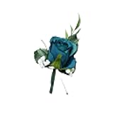 Angel Isabella, LLC Boutonnieres-Rose Baby Breath Frosted Green Artificial Flower Wedding Graduation Event Flower (Teal Green)