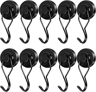 E BAVITE Black Swivel Swing Magnetic Hooks 120LB Refrigerator Magnet Hook 10 Pack Strong Neodymium Magnet Hook for Magnets Surfaces 67.5mm(2.66in) in Length