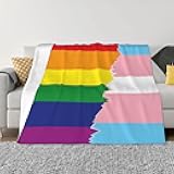 Blankets,LGBT Rainbow Transgender Flag Throw Blanket Flannel Blanket Soft Fuzzy Blankets for Couch,Sofa,Chair,Bed,Camping,Picnic,Travel 50