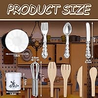 Vista 2 de Skylety 37 Pieces 1:12 Scale Miniatures Dollhouse Kitchen Accessories Include 16 Plates Knife Fork Spoon, 6 Egg Beater Utensil, 15 Tea Cup Set(Blue