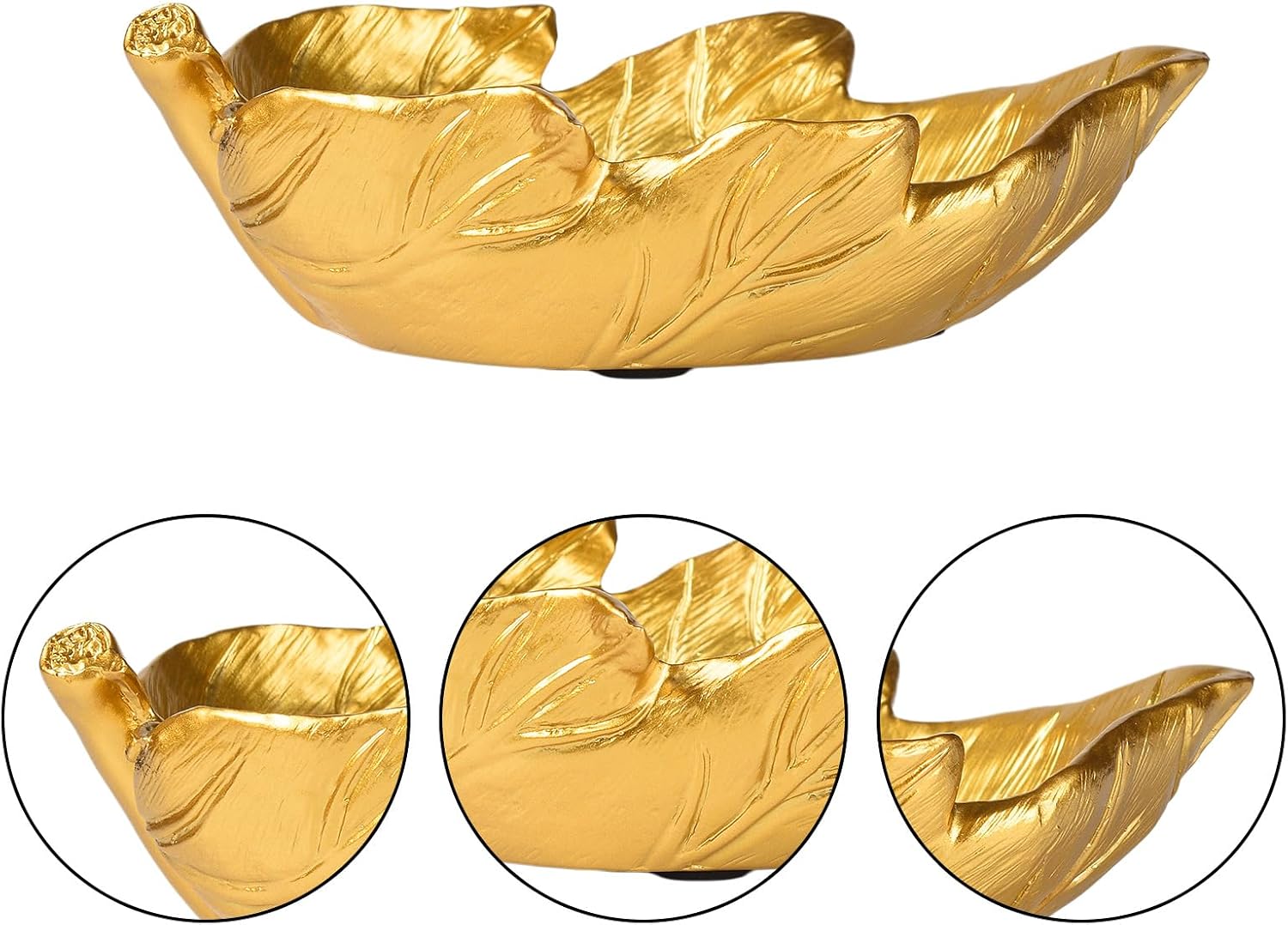 BRABUD Golden Resin Leaf Shape Tray, Jewelry Keys Candy Fruit Storage Dish image 3