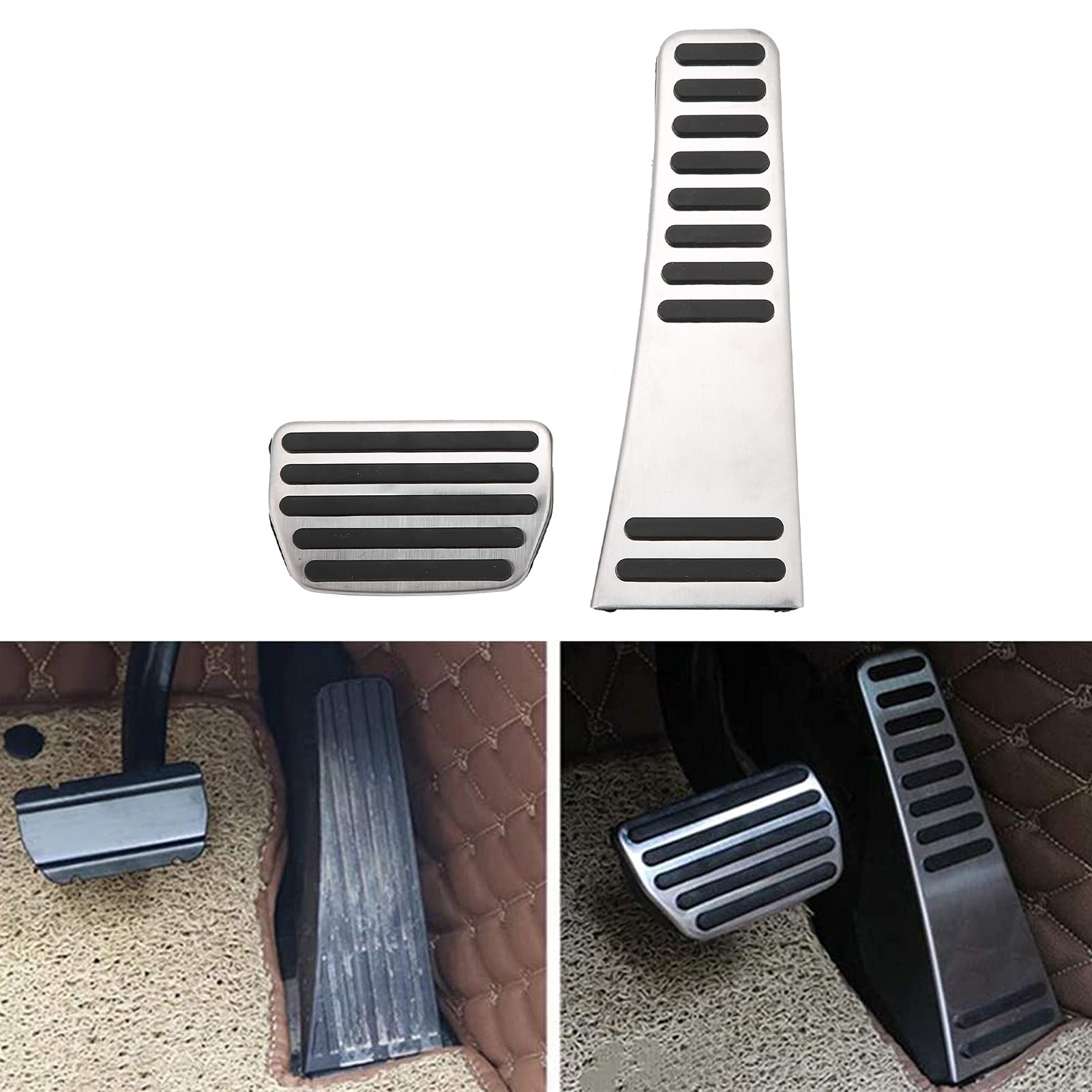 Bremspedal, Auto Gas-/Bremspedal Edelstahl Anti-Rutsch-Pedal-Kit Kompatibel mit XC60/S90/XC90