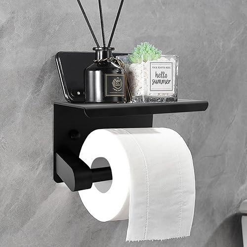 Miniatura 6 de WBJKZJD Soporte de papel higiénico, soporte de rollo de papel de acero inoxidable con estante de perforación Soporte de papel de seda Soporte de