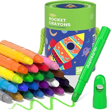 JUPITEARTH 24 Colors Twist Crayons for Toddlers 1-3, Non-Toxic, Washable