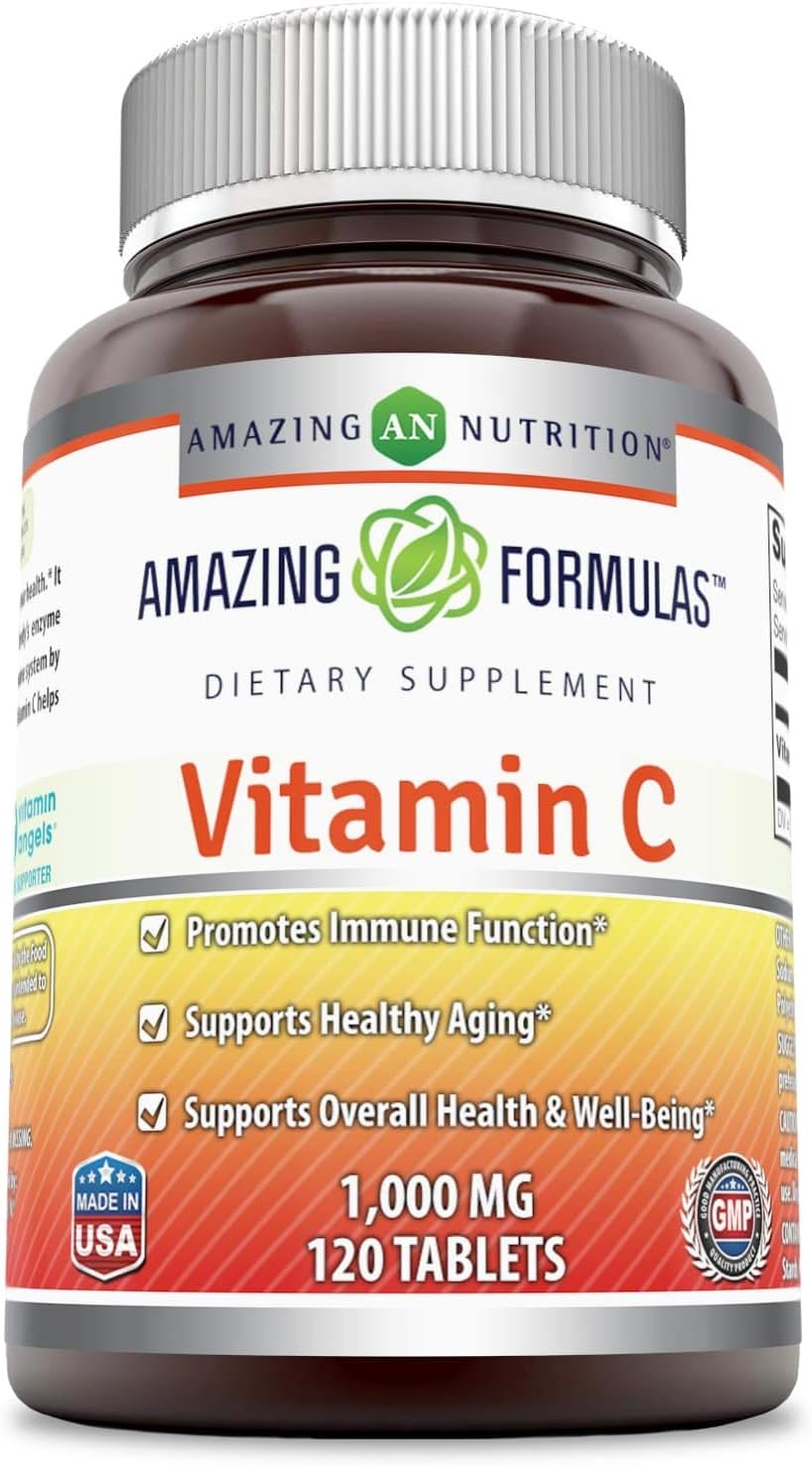 Amazing Formulas Vitamin C 1000 Mg, Tablets (Non-GMO,Gluten Free) Vegan - Promotes Immune Function* - Supports Healthy Aging* - Supports Overall Health & Well-Being* (120 Count)