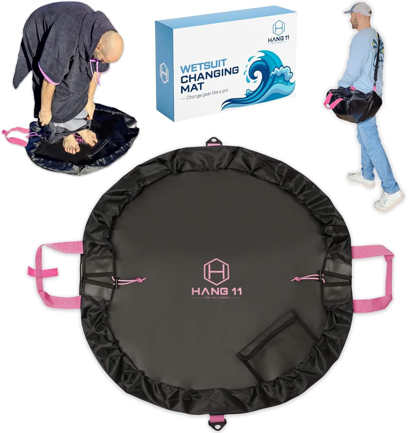 Hang 11 Wetsuit Changing Mat Bag - Surf Changing Mat with Shoulder Strap, Wetsuit Bag Waterproof, Keeps your Wet Suit & Car Clean, Surf Change Gear, Surfing Accessories, Surfing Gifts