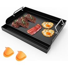 18.6"x14" Pre-Seasoned Cast Iron Griddle, Flat Top Grill Plate for Camping