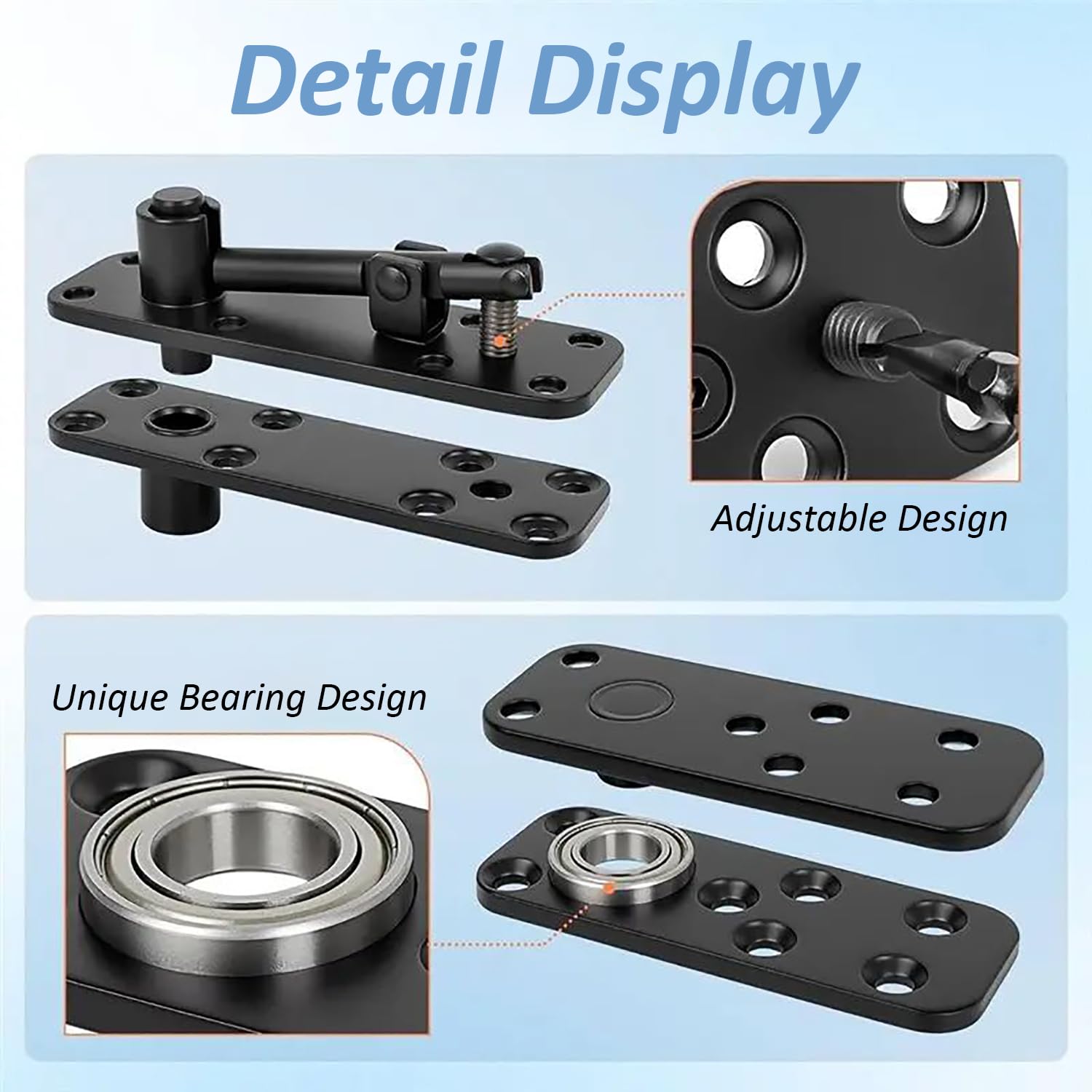 Bisagra para Puerta Oculta, Bisagra Oculta de 360° de Rotación, Carga de 570 Libras, Acero Inoxidable, Para Puertas Secretas, de Librería, Murphy y de Estante, Negro