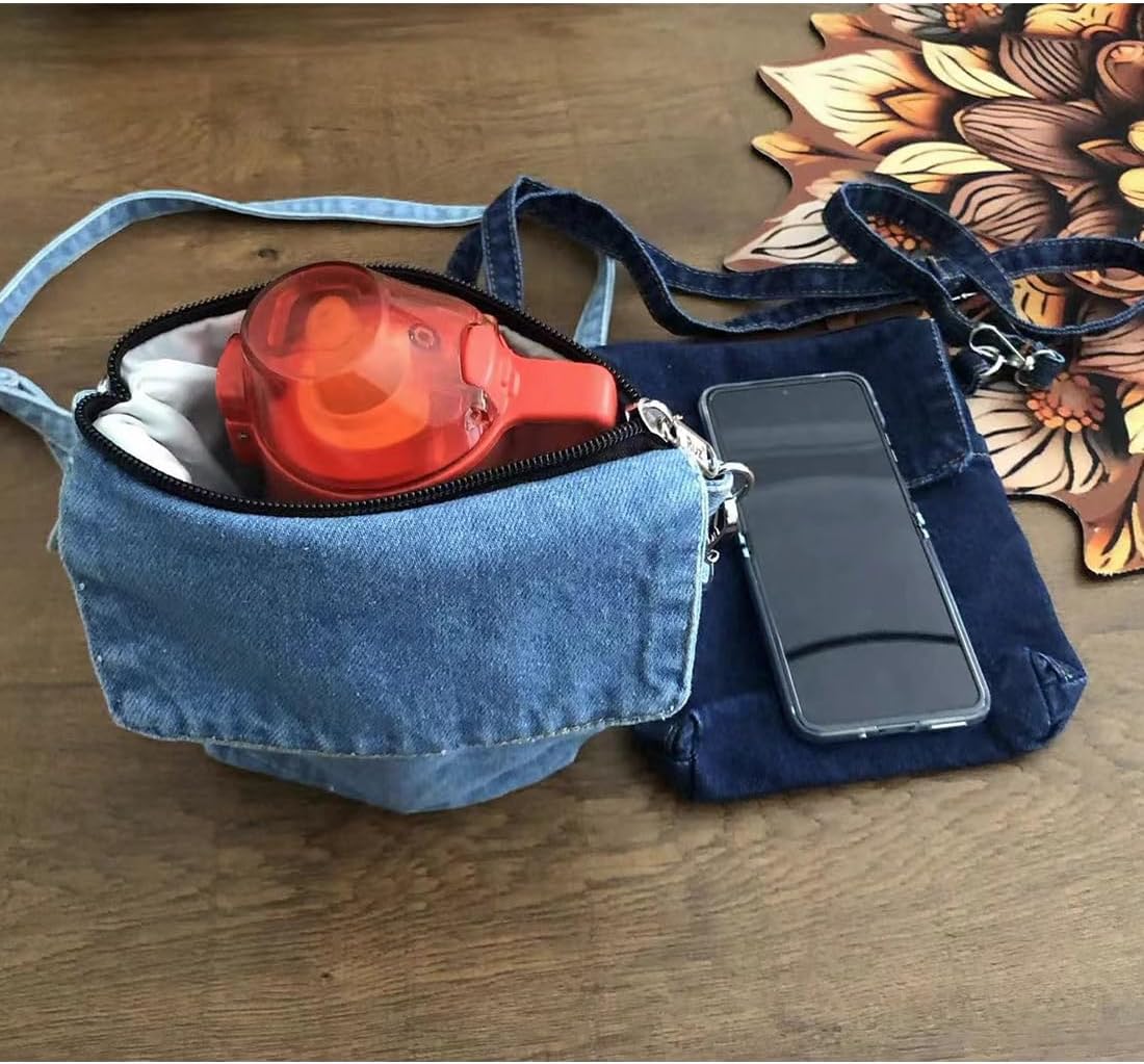DIYYILIF 2 Pcs Small Denim Purses Blue Jean Shoulder Bag Retro Crossbody Bags Adjustable Cell Phone Bags for Women - Image 3