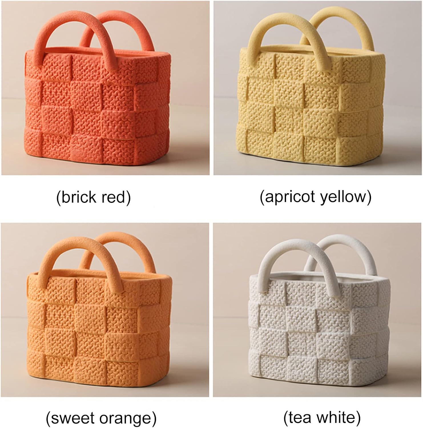 MINGZHE Creative Ceramic Vase, Orange Fashion Flower Vase for Home Decor, Handbag Shape Collection Creative Floral Vase, Flower Arrangement Decoration Props(#4)