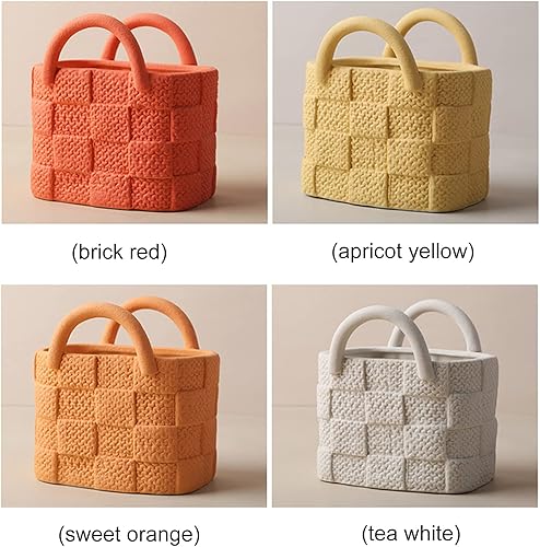 Miniatura 4 de Jarrón creativo de cerámica, moderno bolso Morandi con forma de bolso, florero floral de cerámica para centros de mesa de boda, arreglo floral,