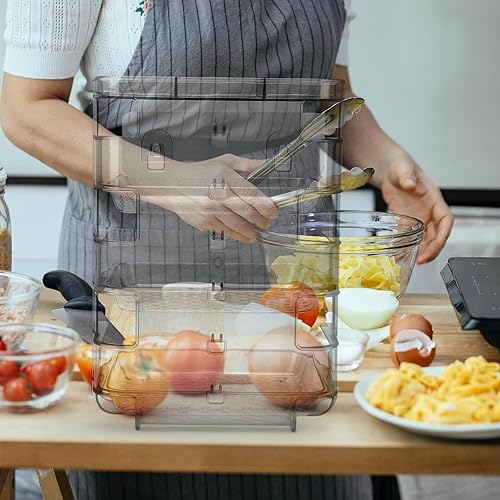 Miniatura 2 de Cabilock Plato de comida transparente de 3 capas, apilable, olla caliente, bandeja de preparación de alimentos, estante de cocina, restaurante,