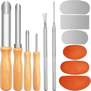 Gummi-Tonrippen in 3 Größen + 3 Stück Skulpturen-Keramik-Schaber + 4 runde Tonlochschneider aus Edelstahl + 1 Ton-Keramiknadel + 1 Federdraht-Textur-Detailwerkzeug