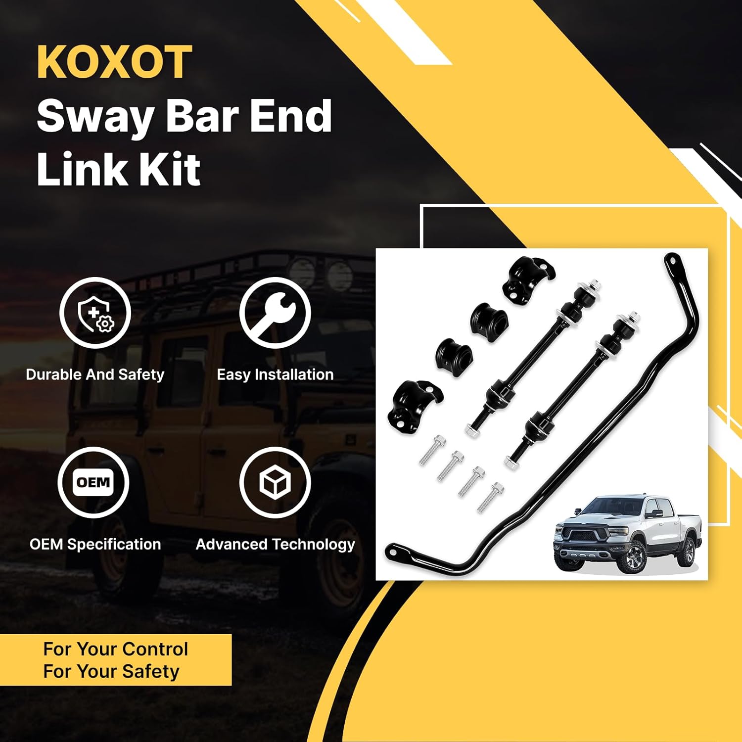 11PCS Front Stabilizer Sway Bar End Links Compatible With Dodge Ram 1500 4WD 2009-2010, for Ram 1500 2011-2018, Ram 1500 Classic 2019 2020 2021 2022, Replace OE# 55398938AC, K80894