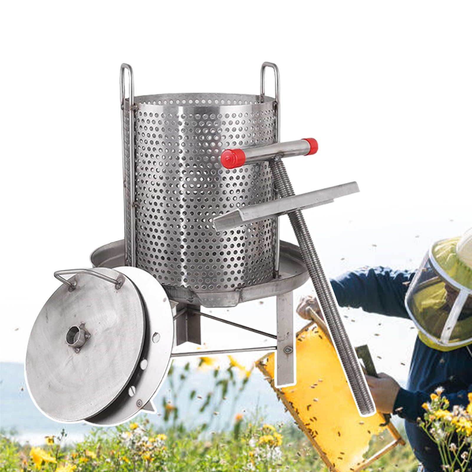 Xnzjhpp Manual Honey Separator Beekeeping Tool For Home Commercial Use, Honey Extractor Equipment For Pressing And Wax Extraction