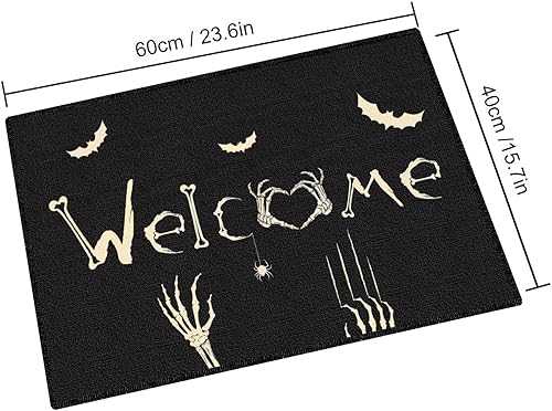 Miniatura 3 de Tapete de puerta de Halloween para interiores y exteriores, decoración de Halloween, antideslizante, divertida decoración de calavera para