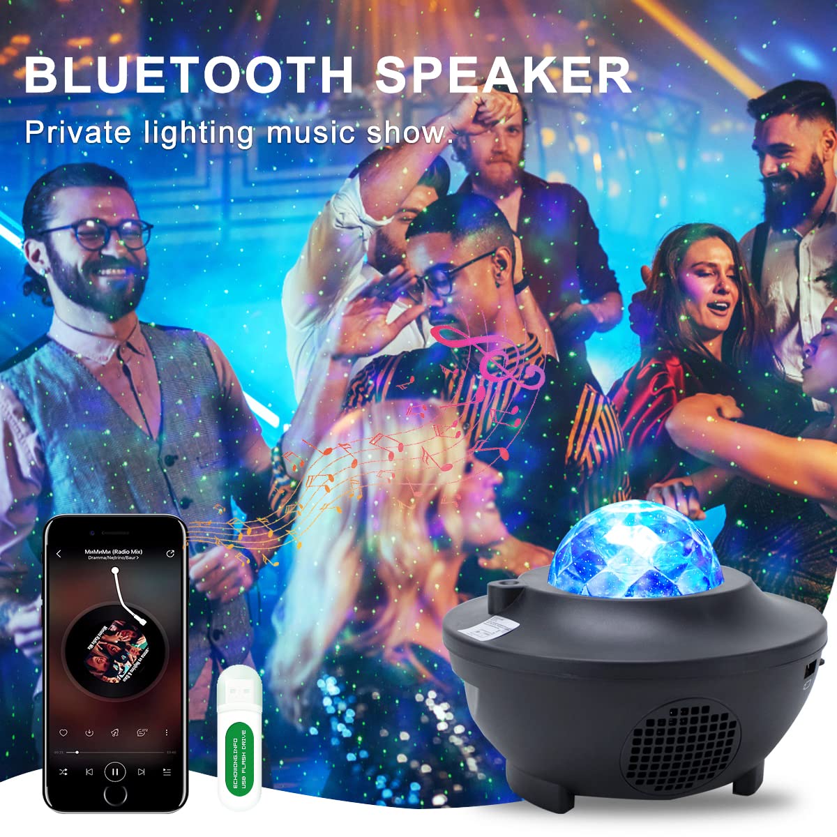 Galaxy Projector, AZIMOM Night Light Star Projector Bluetooth Music
