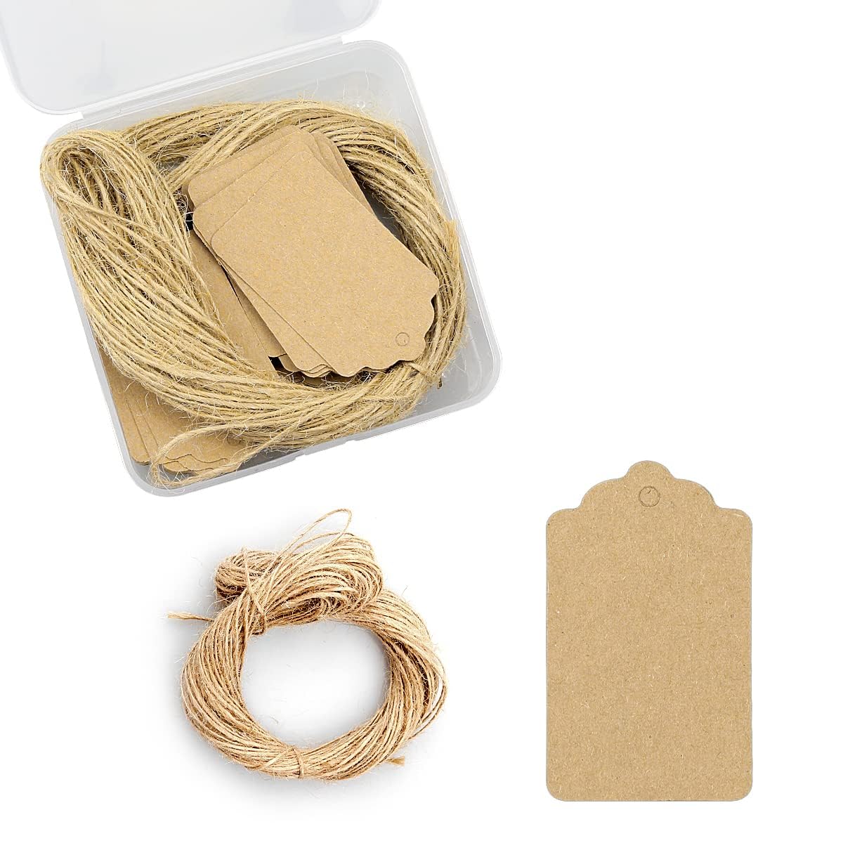 Jagowa Brown 100Pcs Kraft Paper Gift Tags 5 X 3Cm Blank Labels With String Luggage Hang For Wedding Rectangle Craft Hang Tags