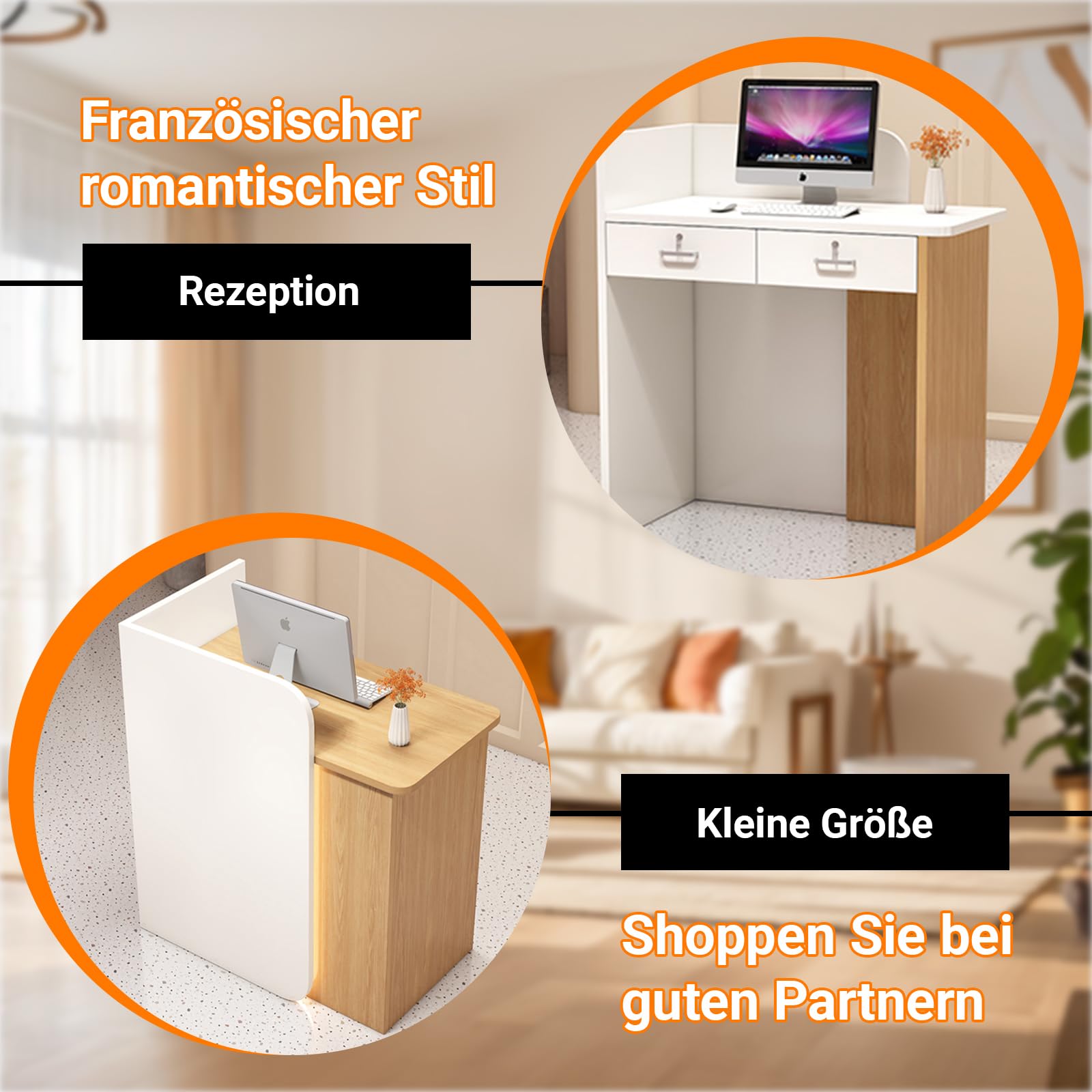 Einzelhandelstheke mit Schubladen, Messetheke Stehpult, Empfangstheke mit Schubladen, Hotel, Salon, Empfang, Kassierer, Rezeption, Supermarkt-Empfangstheke(Schwarz)