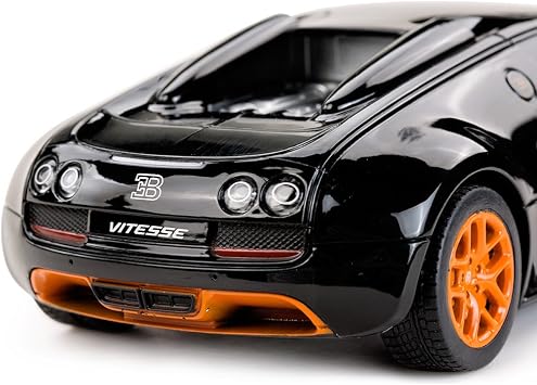 RASTAR Bugatti RC Car, 1/24 Scale Bugatti Veyron 16.4 Grand Sport Vitesse Radio Remote Controlled Model Toy Car, Black/Orange