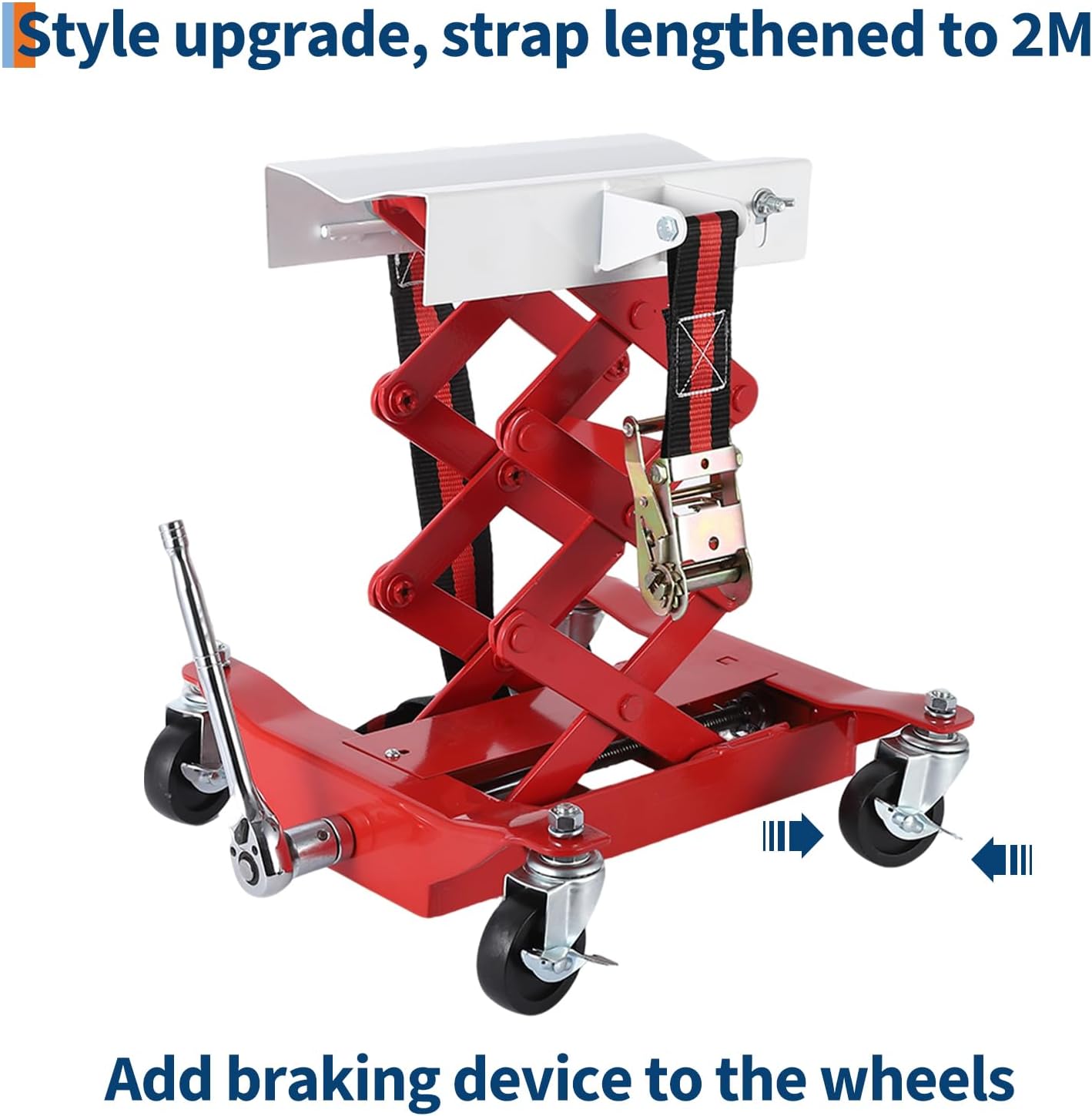 Garvee Transmission Jack 450 LBS Capacity: Low Profile Lift with 2M Safety Straps & 4 Brake Wheels, 7-23 Inch Range for Car & Truck Repair (Red)
