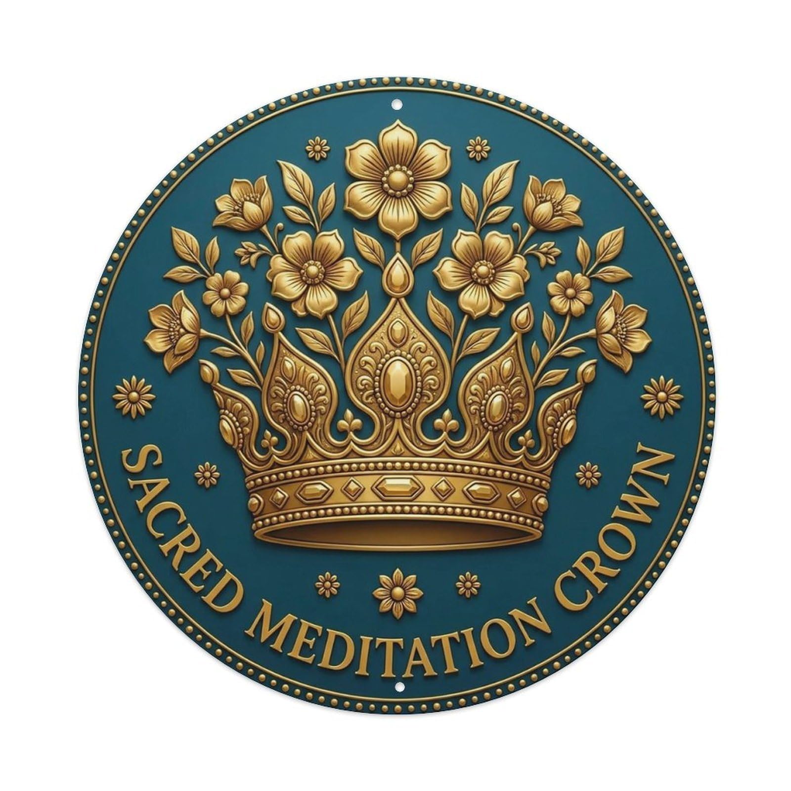 Vintage Sacred Meditation Crown Flower Zen Yoga Vintage Metal Tin Sign Plaque Wall Decor for Cafe, Club Bar, Office, Garden Metal Poster 8x8Inch