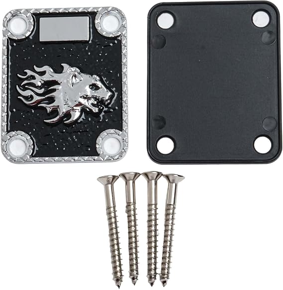 Guitar Neck Joint Plate, 1 Pack Metal Backing Plate, 4-Hole Strength Connect Board for ST for TELE Style Electric Guitar, Reinforces Neck Body Stability, Easy Installation Upgrade Accessory(SilverA)