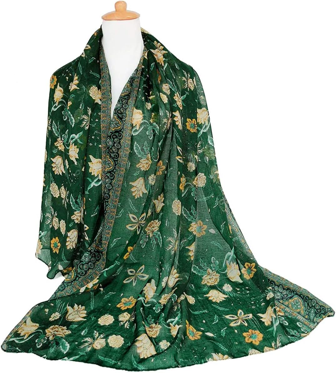 GERINLY Lightweight Scarves Fashion Print Cotton Feel Scarf for Women Shawl image 2
