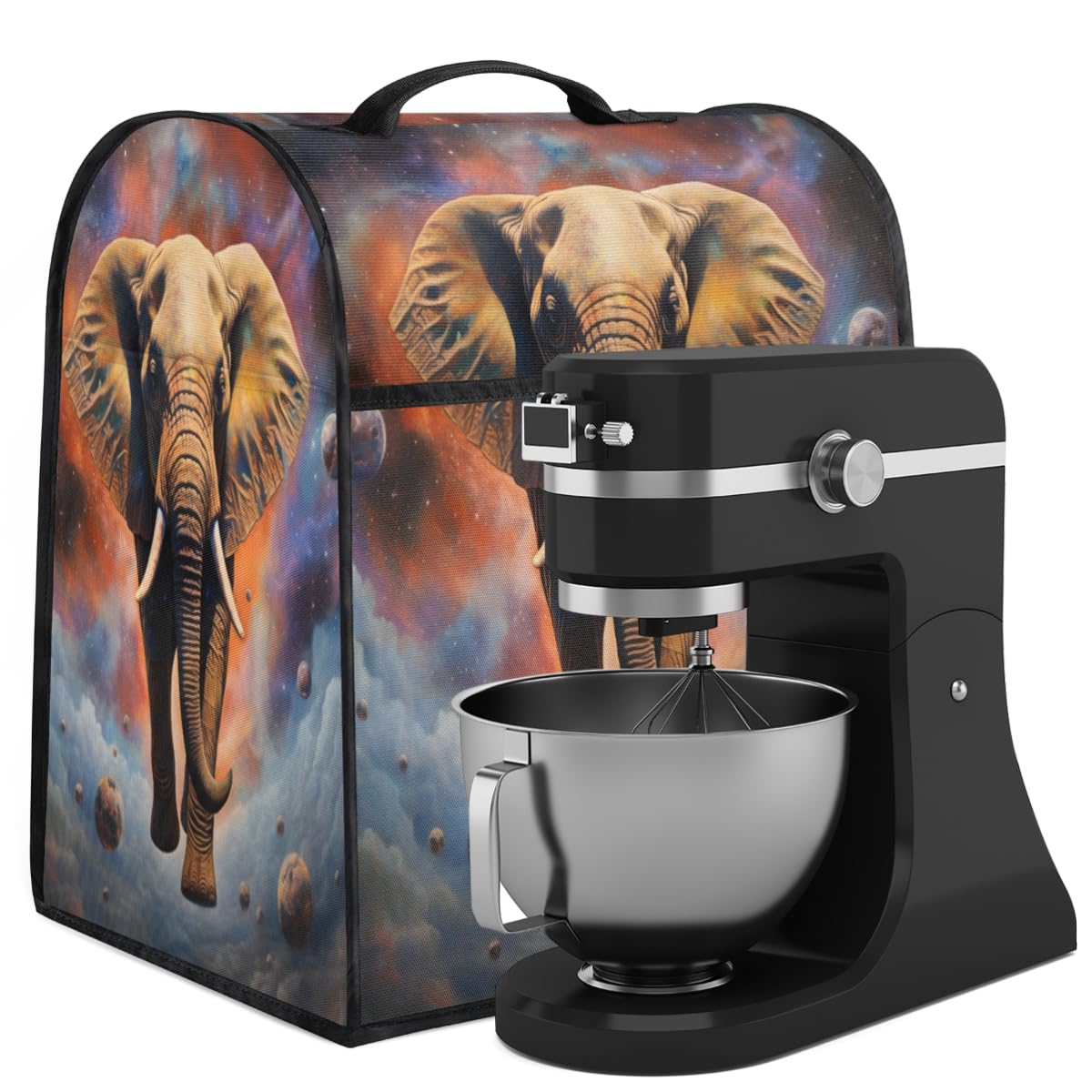 Coffee Maker Cover Universe Elephant Animal Kitchen Appliance Covers Small Appliance Covers Blender Cover Juicer Cover Dust Covers for Kitchen Appliances with Top Handle and Pockets,Washable,B632