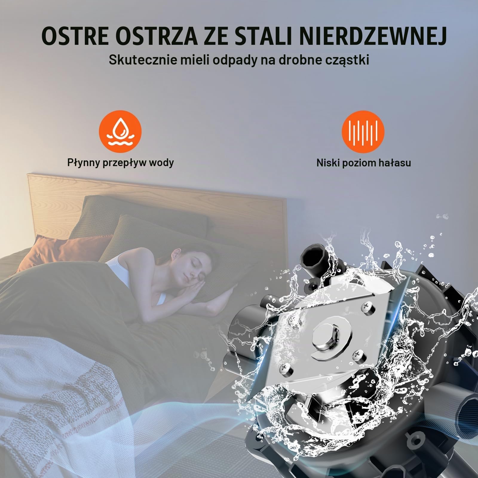 VEVOR System rozdrabniania toalety z pompą rozdrabniającą 500 W, tylny odpływ WC z odpływem do piwnicy, utylizacja wody z podwójnym odpływem, zestaw do rozdrabniania toalety