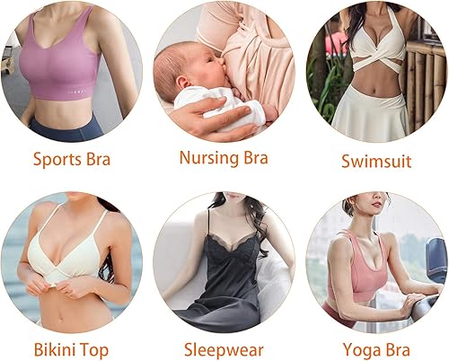 Miniatura 7 de Awpeye 10 pares de almohadillas de brasier deportivo para mujer (beige, negro, blanco)