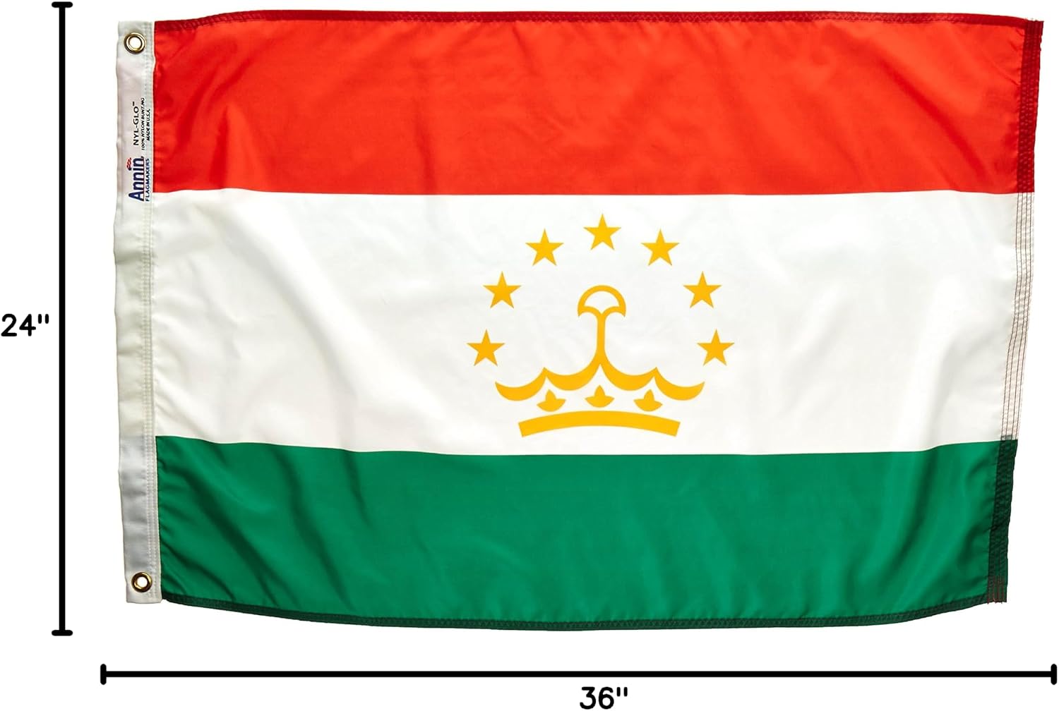 Annin Flagmakers Tajikistan Flag USA-Made to Official United Nations Design Specifications, 2 x 3 Feet (Model 974051)